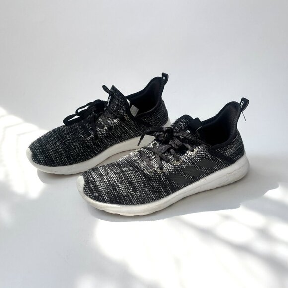 Adidas Women's Cloudfoam Black & White Lace Up Running Shoes - Sz 7.5 - Picture 1 of 12